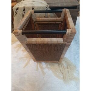 Boho Rattan wicker and‎ wooden basket.